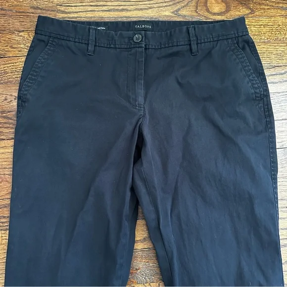 🦋 Talbots Black Relaxed Chinos Classic Style 12P - Picture 7 of 13